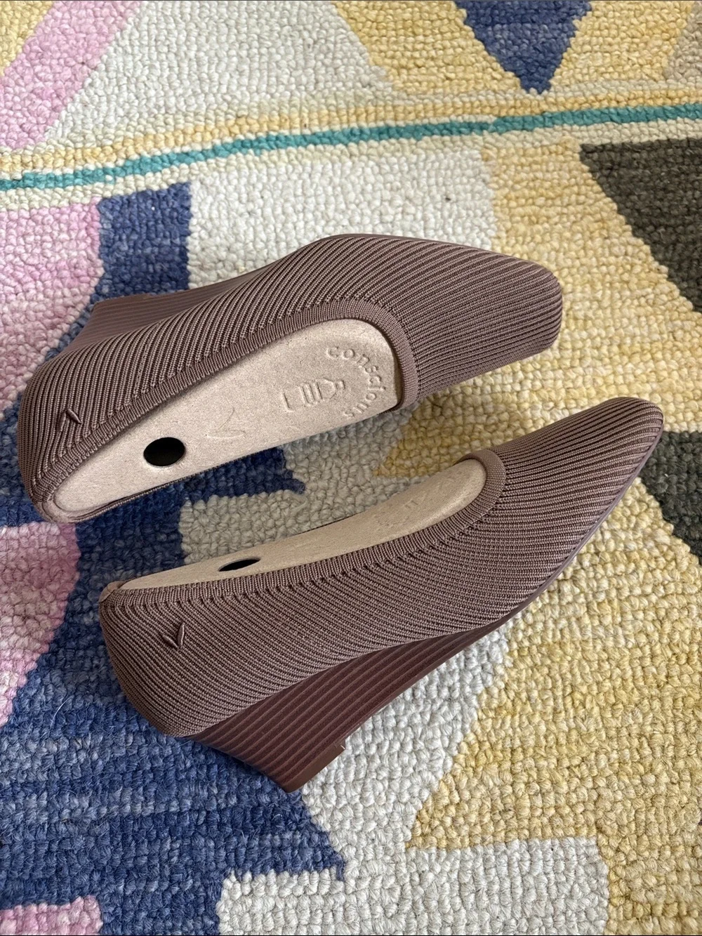 Vivaia Margot squared toe espresso wedge 38.5 NEW